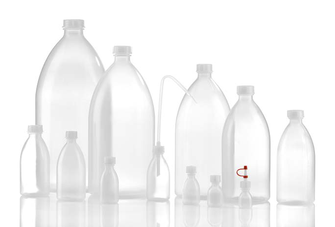 Enghalsflasche, LDPE natur, mit  Verschluss